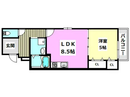 フジパレス千里丘駅東II番館(1LDK/2階)の間取り写真