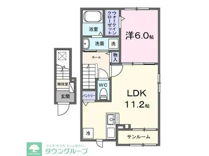 メゾン・リファーレ(1LDK/2階)の間取り写真