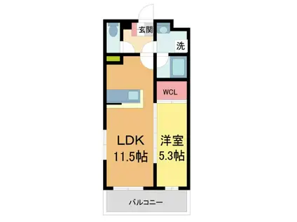 ルーセスII上甲子園(1LDK/3階)の間取り写真