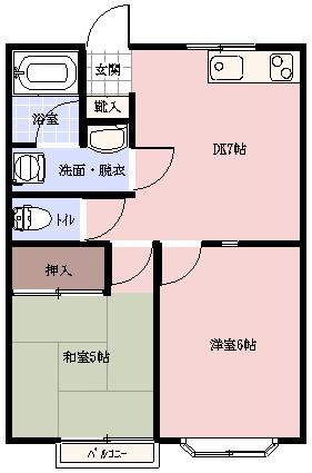 パレス中郷(2DK/2階)の間取り写真
