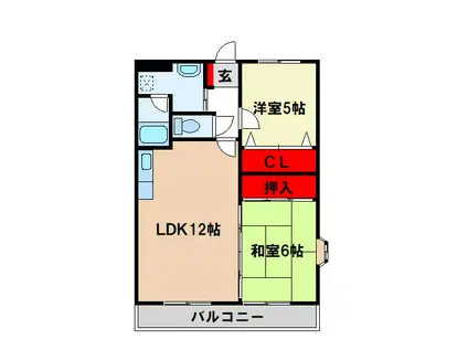 ヴィラ・クオーレI(2LDK/2階)の間取り写真