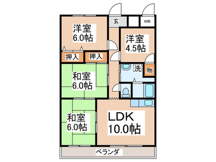 城賀パレス(4LDK/2階)の間取り写真