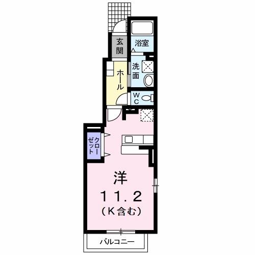 バーミィ F.II(ワンルーム/1階)の間取り写真