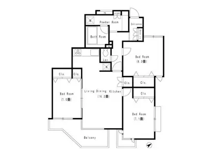 アーバネックス武蔵野(3LDK/1階)の間取り写真