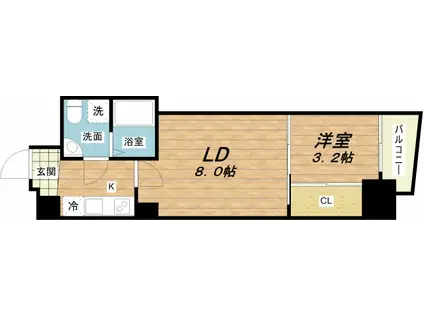 SERENITE谷町CROIX(1LDK/4階)の間取り写真