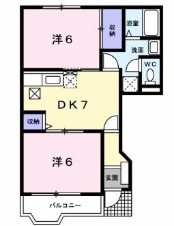 ニュークレストールビゼン(2DK/1階)の間取り写真