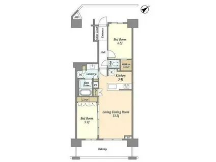 ブランズ川口本町(2LDK/13階)の間取り写真