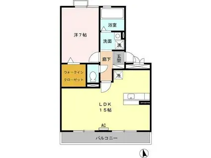 セレッソKTA(1LDK/2階)の間取り写真