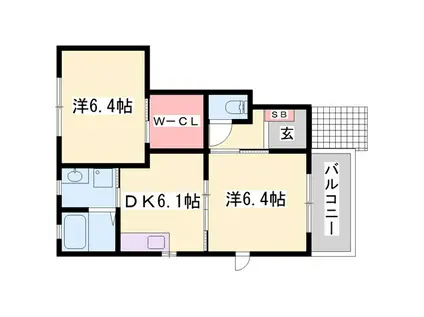 すみれ館B棟(2DK/1階)の間取り写真