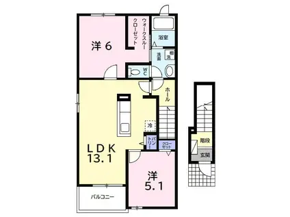 グランド ソレイユII(2LDK/2階)の間取り写真