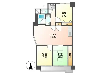 サンメゾン八熊(3LDK/4階)の間取り写真