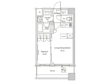 ザ・パークハビオ目黒プレイス(1LDK/2階)の間取り写真