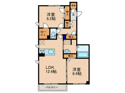 GRANTS COAT(2LDK/2階)の間取り写真