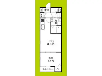 H AND P 平野(1LDK/2階)の間取り写真