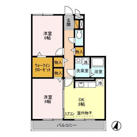 セジュール山の根(2DK/2階)の間取り写真