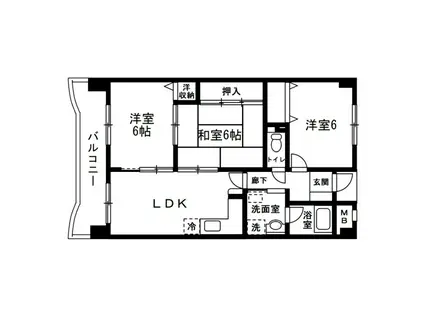 グランデ―ミFY(3LDK/5階)の間取り写真