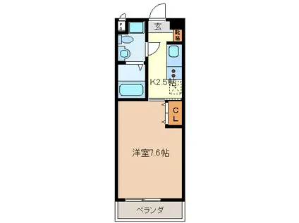 エイムオーエス島崎町マンション(1K/4階)の間取り写真