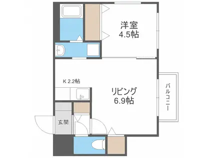 ALBA発寒南(1LDK/3階)の間取り写真