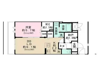 ユアメゾン立教通(1LDK/2階)の間取り写真