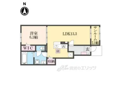 トムズガーデン園部2(1LDK/1階)の間取り写真