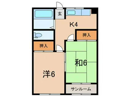 濱岡南町ビル(2K/2階)の間取り写真