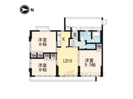 アーバネックス三条(3LDK/8階)の間取り写真