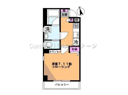 アネックスコート(1K/3階)の間取り写真