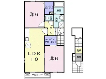 サンリットヒルズA(2LDK/2階)の間取り写真