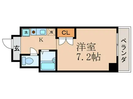 キャトルセゾン(1K/2階)の間取り写真