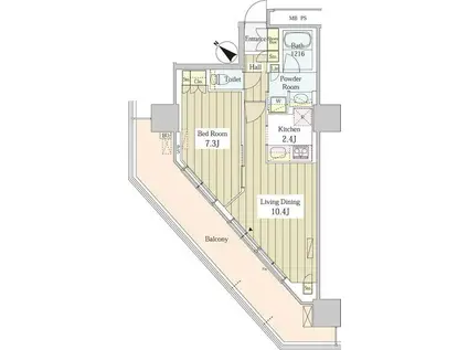 ユニゾンタワー(1LDK/5階)の間取り写真
