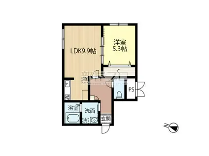 ガーデンクリスタル平岸(1LDK/2階)の間取り写真