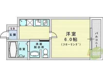 ノイヴェル塚本(1K/1階)の間取り写真