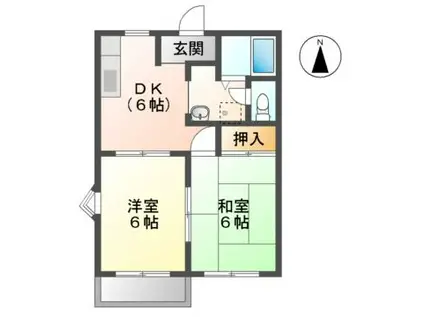 カメリア(2DK/2階)の間取り写真