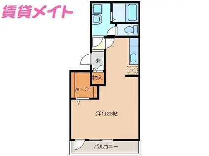 エレガンシア(ワンルーム/2階)の間取り写真