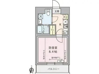 ラシクラス上井草(1K/2階)の間取り写真