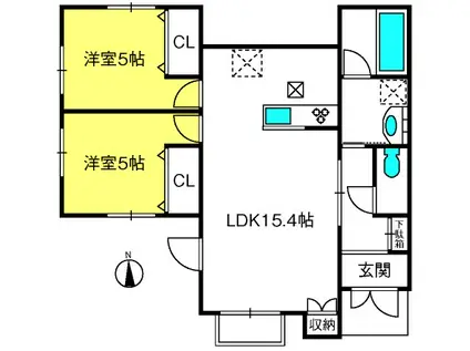西大宮2丁目(2LDK/1階)の間取り写真