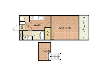 フォーレストコート(1SK/2階)の間取り写真