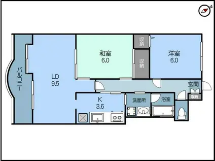 プライムローズ大川前(2LDK/9階)の間取り写真