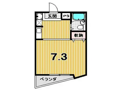 フレッシュクワバラ(ワンルーム/3階)の間取り写真