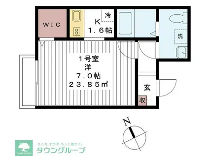 グレイスヴィラ新松戸(1K/1階)の間取り写真