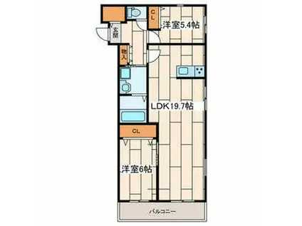 グリーングレイス(2LDK/2階)の間取り写真