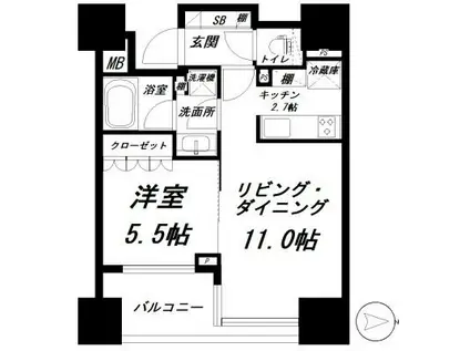 クレヴィア恵比寿(1LDK/8階)の間取り写真