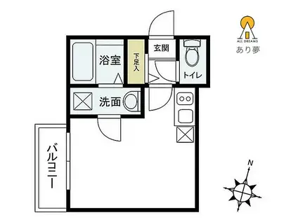 グランディール睦町(ワンルーム/1階)の間取り写真