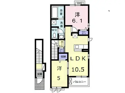 ガーデン・エアリー(2LDK/2階)の間取り写真