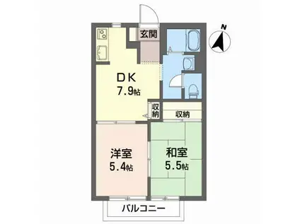 サンライズ A(2DK/1階)の間取り写真