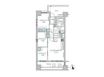 パークアクシス大塚(3LDK/6階)の間取り写真