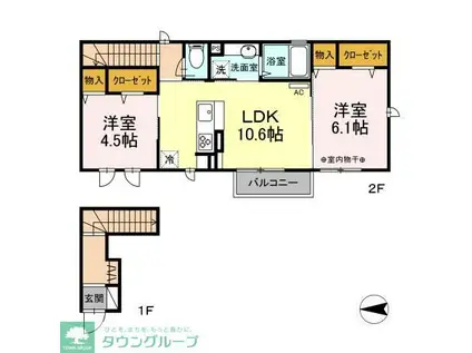 CANALONI(2LDK/2階)の間取り写真