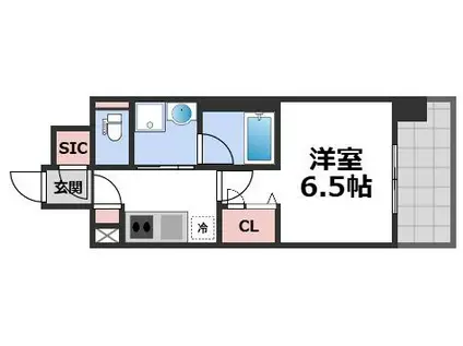 レオンヴァリエ長堀通(1K/8階)の間取り写真