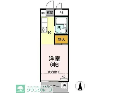 グリーンハイム桜塚(ワンルーム/4階)の間取り写真