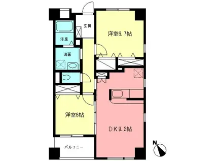 アズーロ多摩(2DK/4階)の間取り写真